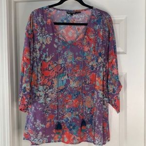Lady's Purple Blouse w/Flowers - Size Large